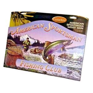 American Sportsman Fishing Club Rainbow Trout Fly Fishing Wood Plaque Wall Sign